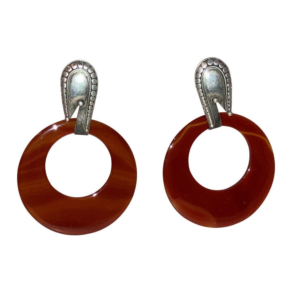 Carnelian Sterling Jumbo Hoop Earrings (1 of 9)