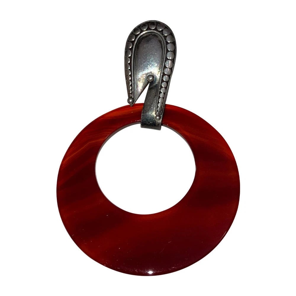 Carnelian Sterling Jumbo Hoop Earrings - 5