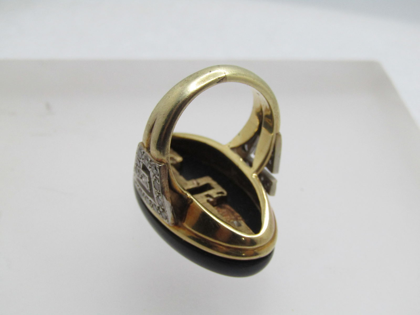 Vintage Onyx & Diamond Ring, La Triomphe (Astoria Jewelry Mfg.) 1960's-1970's, Size 6.5 - 11