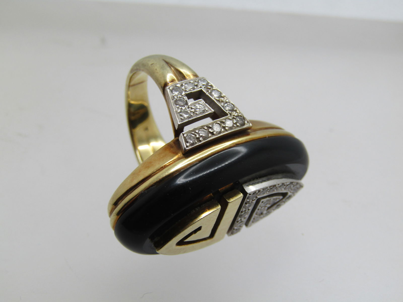 Vintage Onyx & Diamond Ring, La Triomphe (Astoria Jewelry Mfg.) 1960's-1970's, Size 6.5 - 12