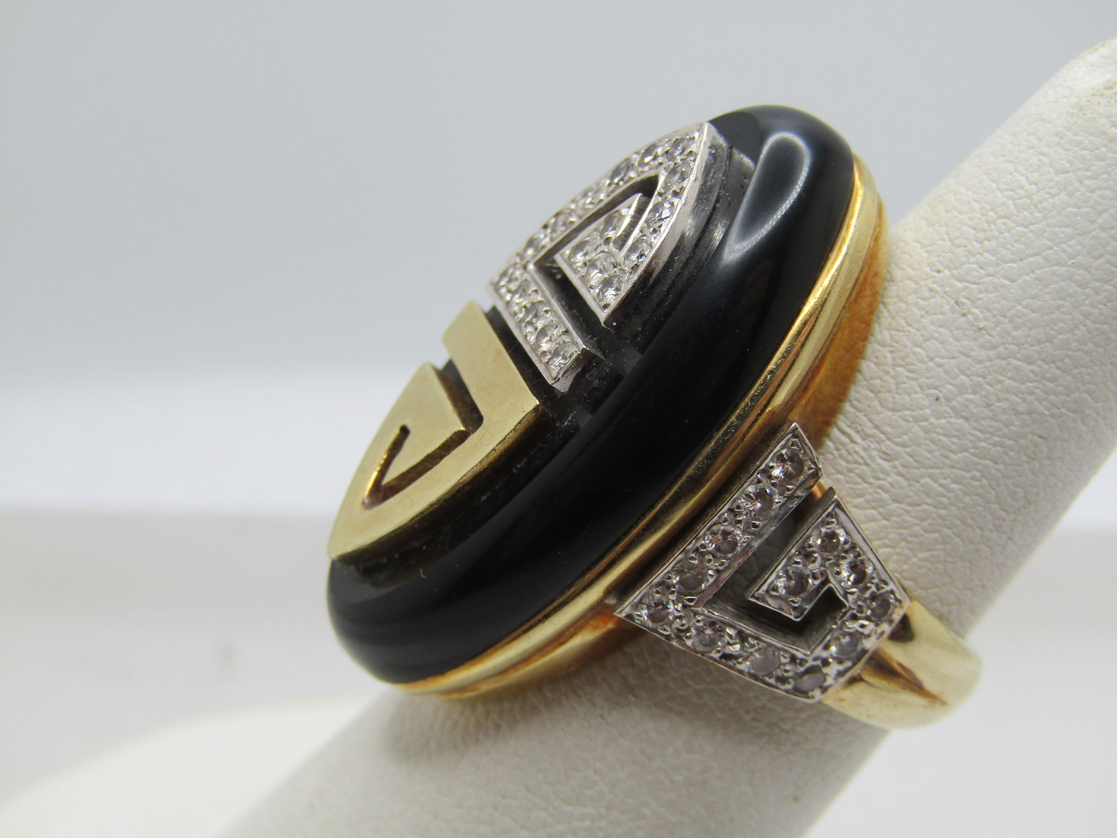 Vintage Onyx & Diamond Ring, La Triomphe (Astoria Jewelry Mfg.) 1960's-1970's, Size 6.5 - 2