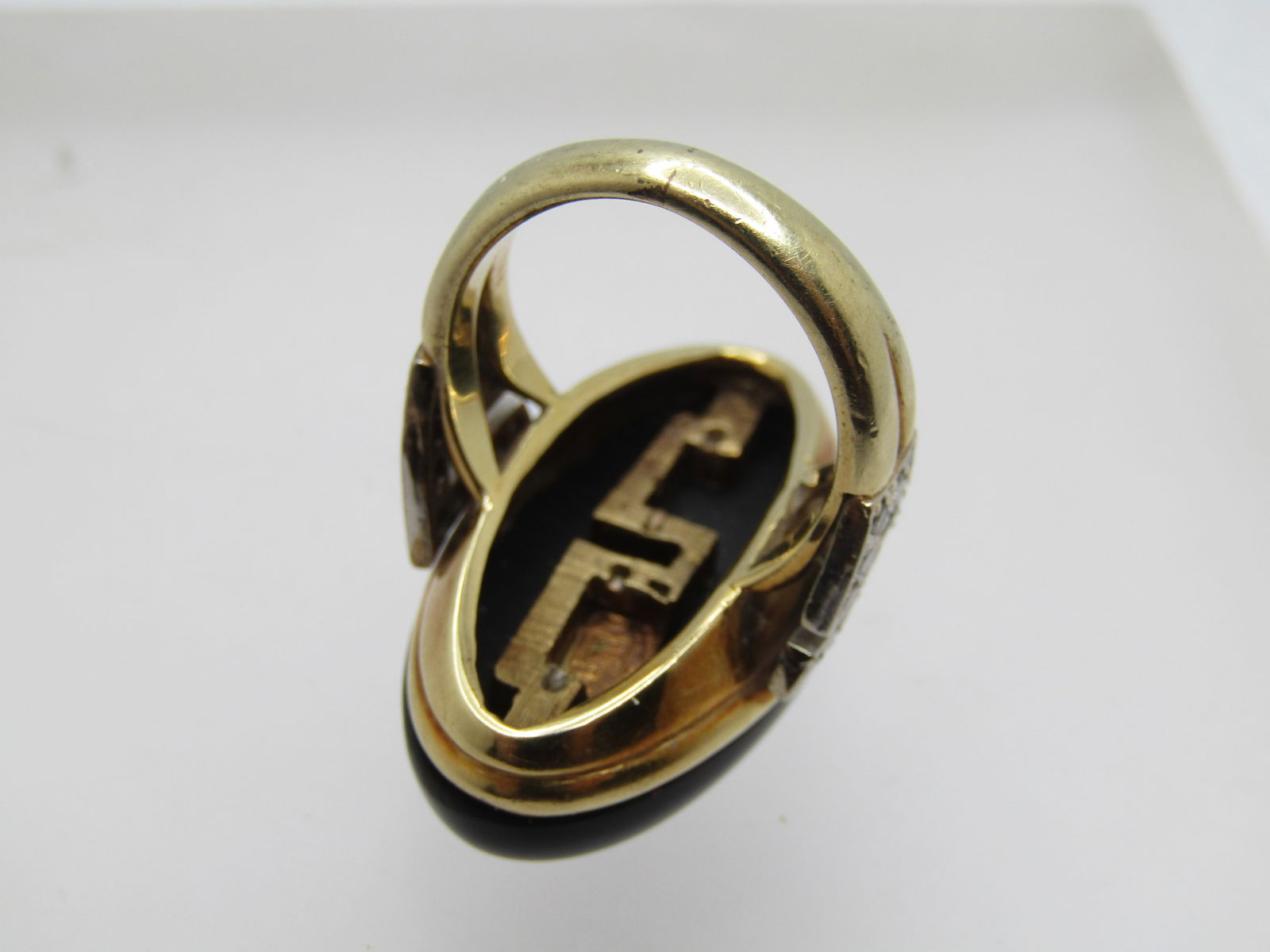 Vintage Onyx & Diamond Ring, La Triomphe (Astoria Jewelry Mfg.) 1960's-1970's, Size 6.5 - 5