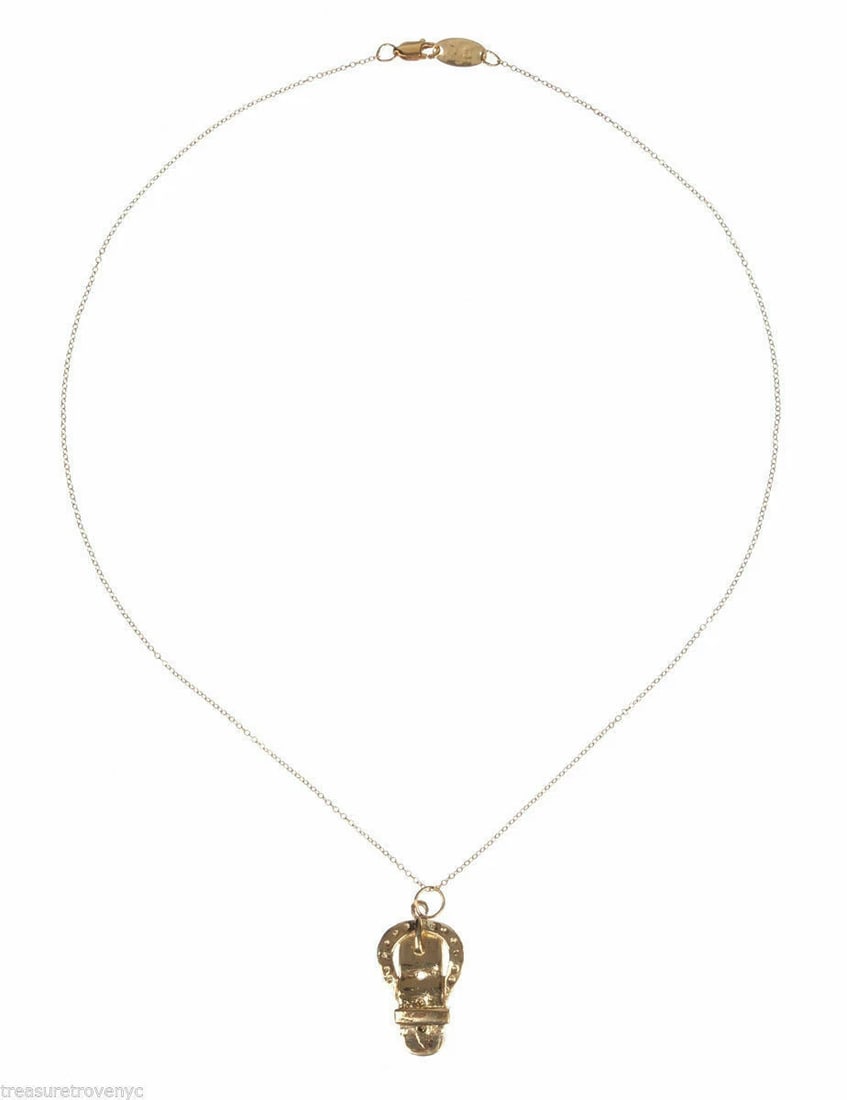 18 kt Gold Vermeil Sterling Silver Buckle Charm Necklace Alberto Juan - 3