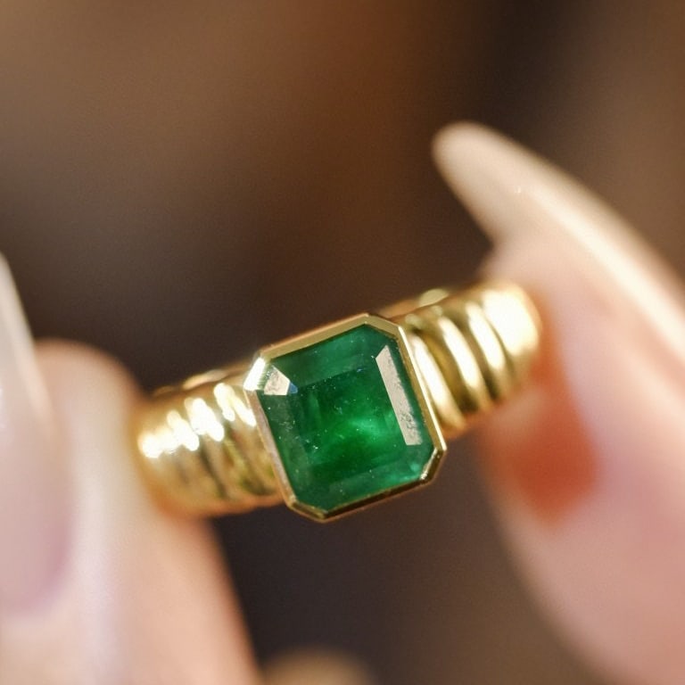 14K GOLD 1.91 CT NATURAL EMERALD RING - 2
