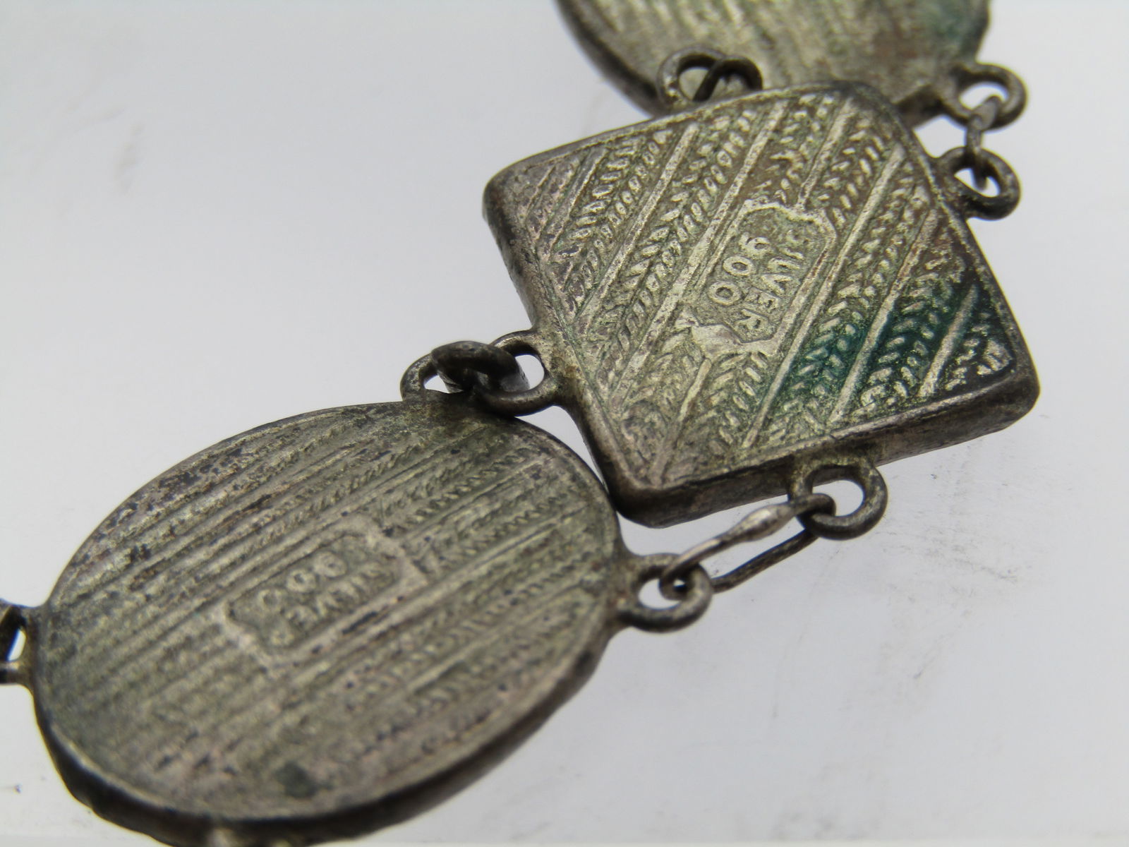 Vintage .900 Silver Morpho & Jesus Sunset Bracelet, Christ the Redemer, Rio de Janeiro, 7.25, - 6