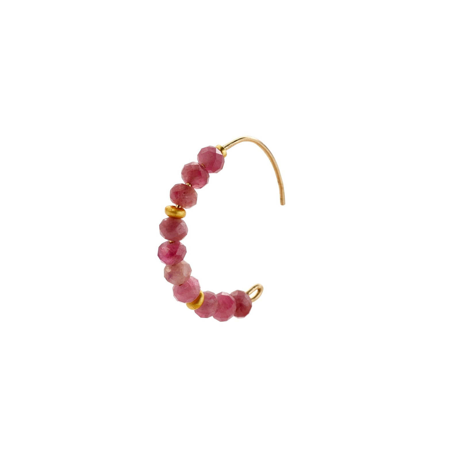 Pink Tourmaline Half Moon Earring 14K Gold Hoop - 3