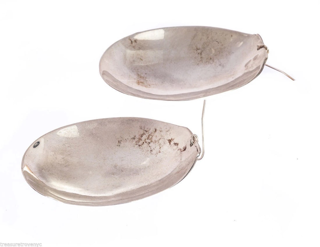 Sterling Silver Plated Brass Soup Spoon Earrings Alberto Juan - 5