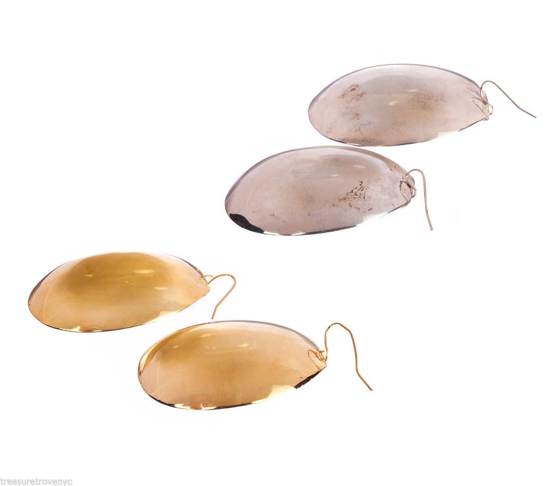 Sterling Silver Plated Brass Soup Spoon Earrings Alberto Juan - 7