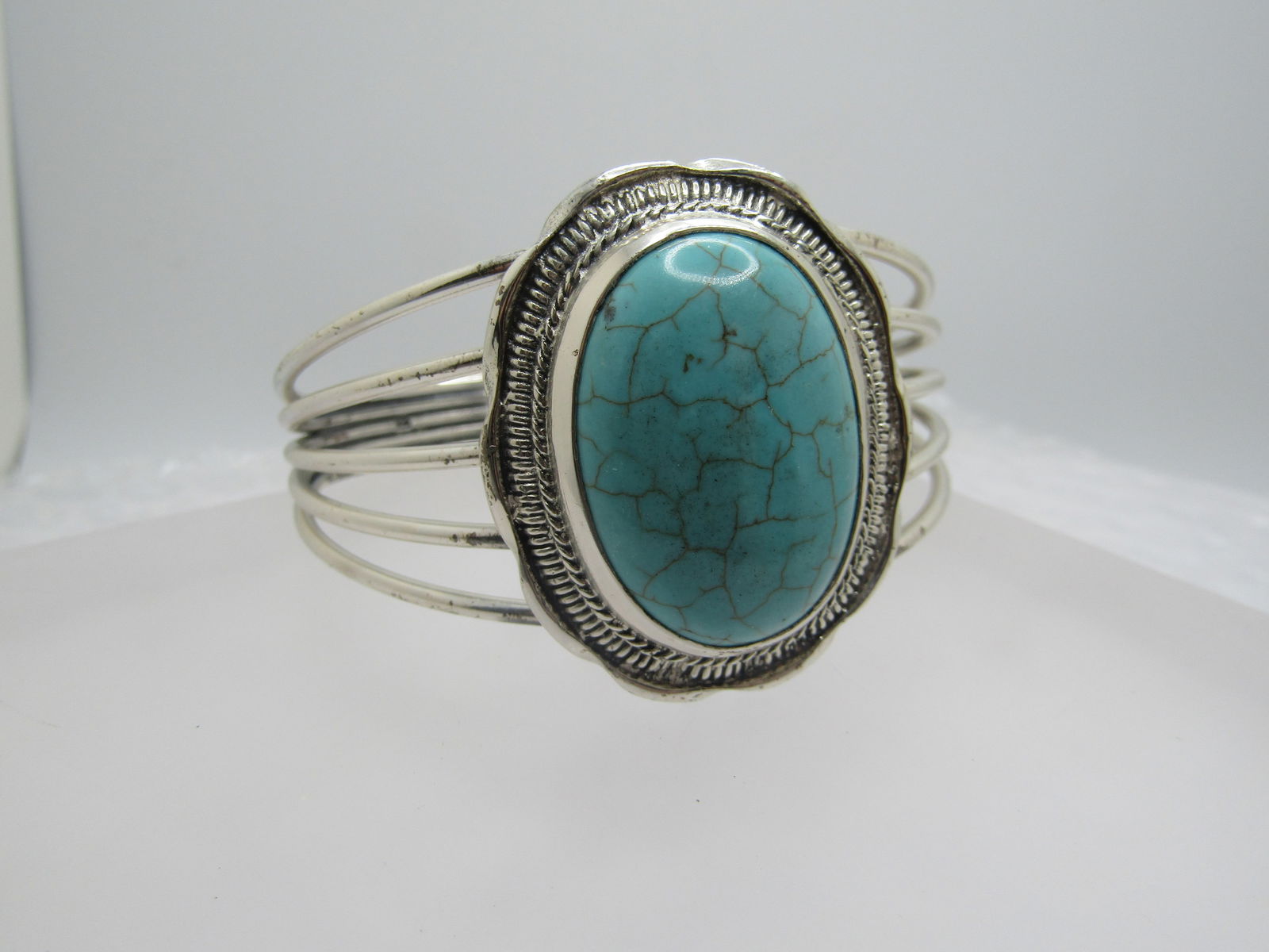 Sterling Southwestern Turquoise Cuff Bracelet, 7.5", Unisex (1 of 7)