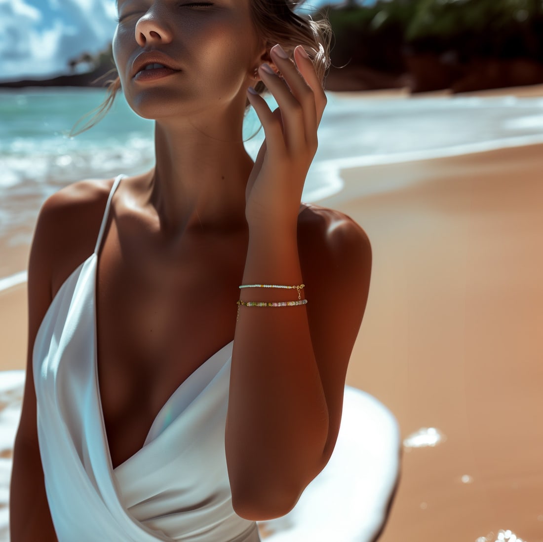 Tiny Turquoise 14K Gold Bracelet - 2