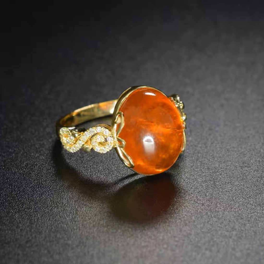 14K GOLD 10.15 CT NATURAL PARTSCHINITE & DIAMOND RING (1 of 3)