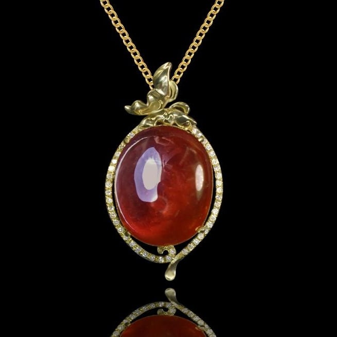 14K GOLD 24.59 CTW NATURAL PARTSCHINITE & DIAMOND PENDANT (1 of 4)