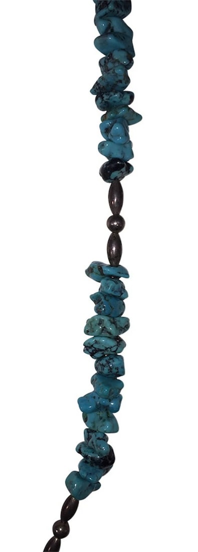 Sterling Silver Bead and Turquoise Nugget Bead Necklace - 4