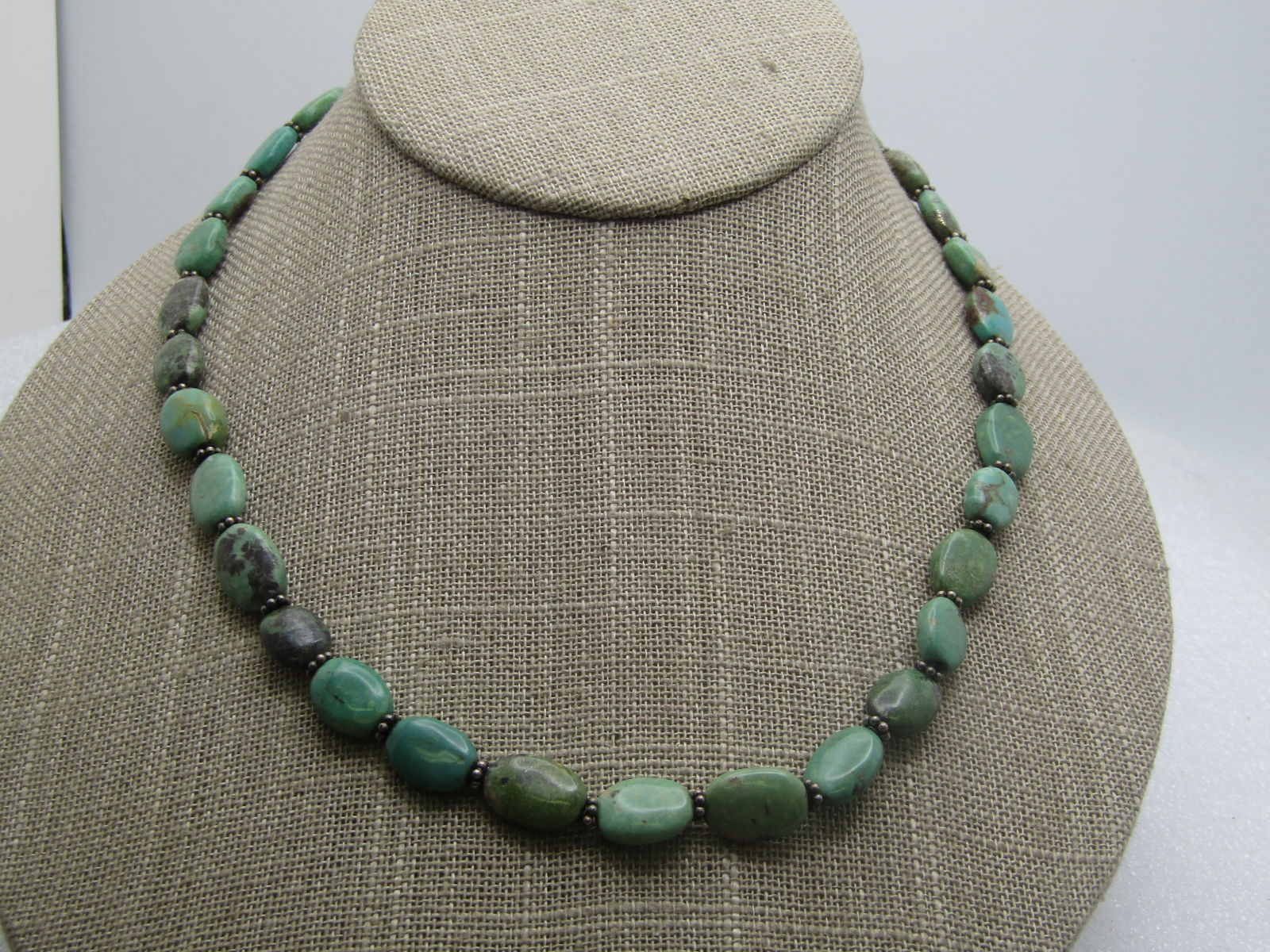 Vintage Sterling Turquoise Necklace, 18" Toggle Clasp,, Southwestern, 990's-2000's (1 of 5)