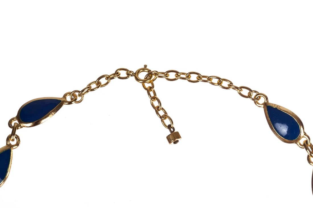 Balenciaga Two-Piece Gold and Blue Enamel Flower Set - 7