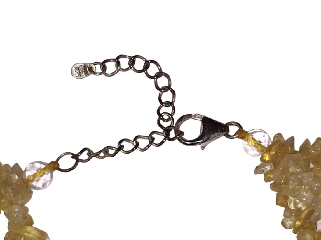 Citrine Freshwater Pearl Sterling Silver Bead Multi Strand Necklace - 5