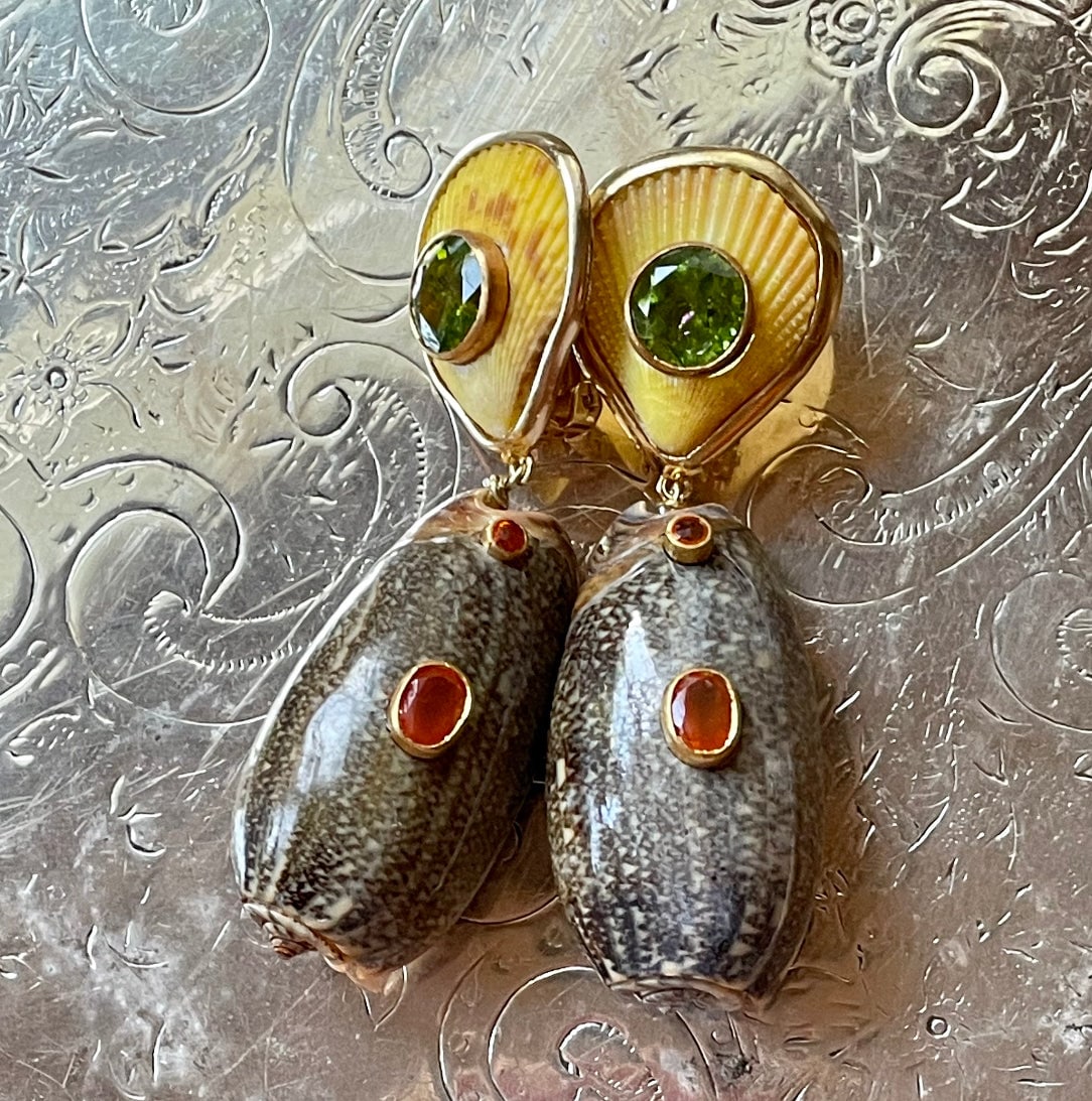 Yellow Pectin Earrings With Peridot - 2