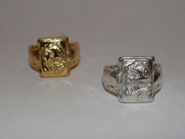 18 kt Gold Vermeil Sterling Silver Small Rectangular Perseus Cameo Pinky Ring - 2