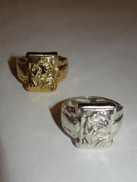 18 kt Gold Vermeil Sterling Silver Small Rectangular Perseus Cameo Pinky Ring - 3