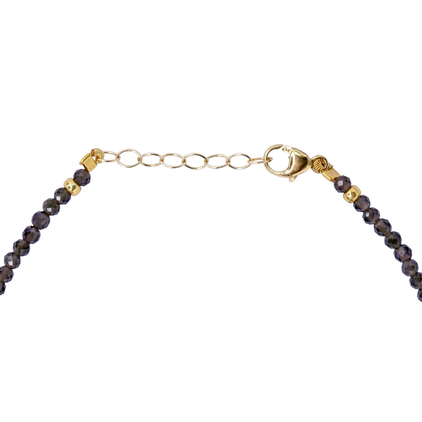 Tiny Charcoal Obsidian 14K Gold Bracelet - 3