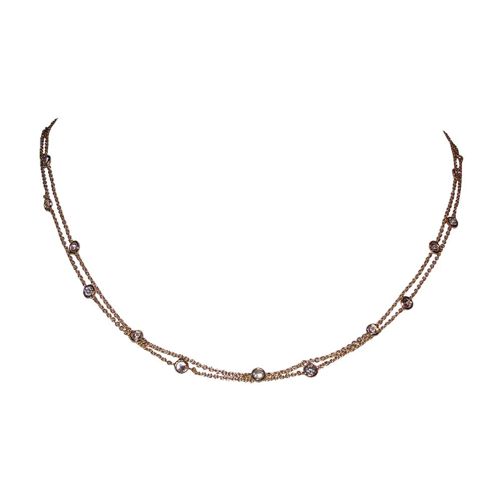 Gold Plated Cubic Zirconia CZ Bezel Set Eternity Necklace - 2