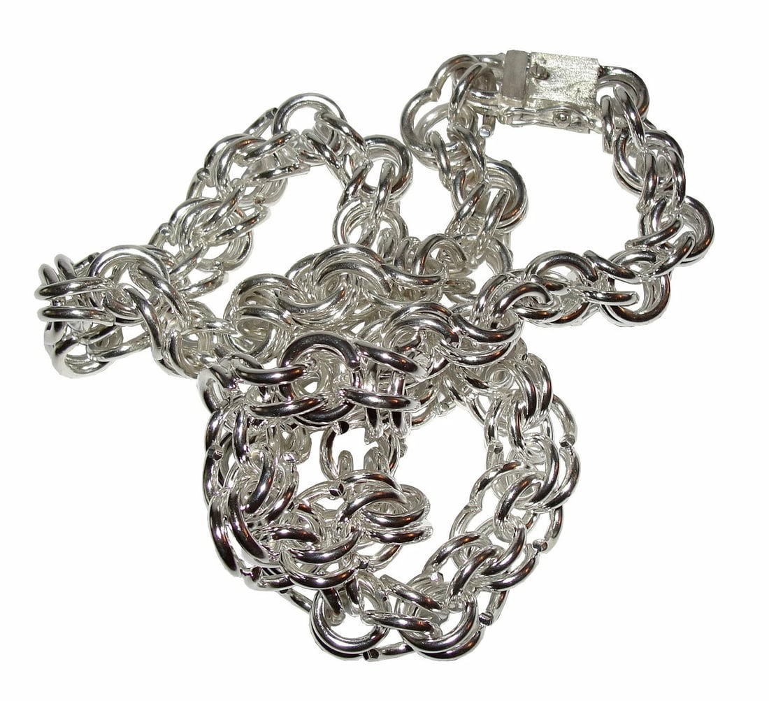 Statement Unique Sterling Silver Hand Made Chain Necklace Alberto Juan - 4