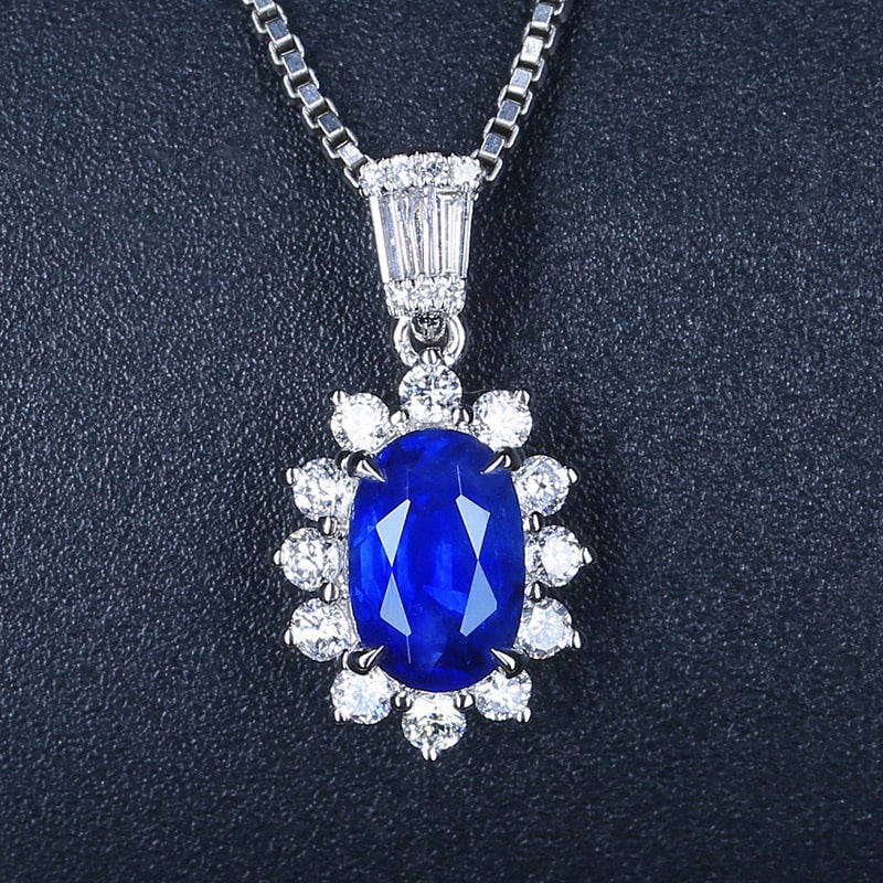 14K GOLD 1.85 CTW VIVID BLUE NATURAL SAPPHIRE & DIAMOND PENDANT: Title:14K GOLD 1.85 CTW VIVID BLUE NATURAL SAPPHIRE & DIAMOND PENDANTDescription:Ref:230528437Gold Content:14K GoldMain Gemstone:SapphireNumber of stones:1Shape:OvalCarat Weight:1.45ct Color:Vivid