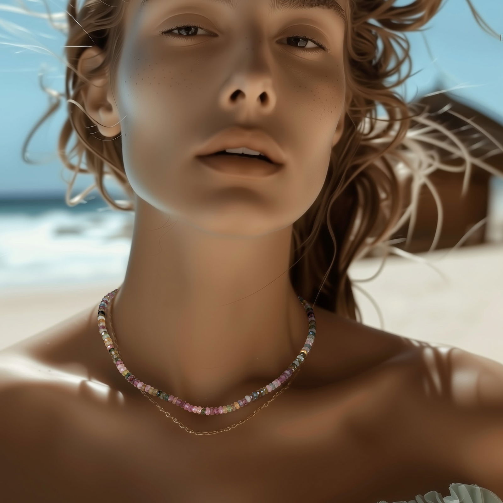 Birthstone October Watermelon Tourmaline Necklace 14K Gold - 2