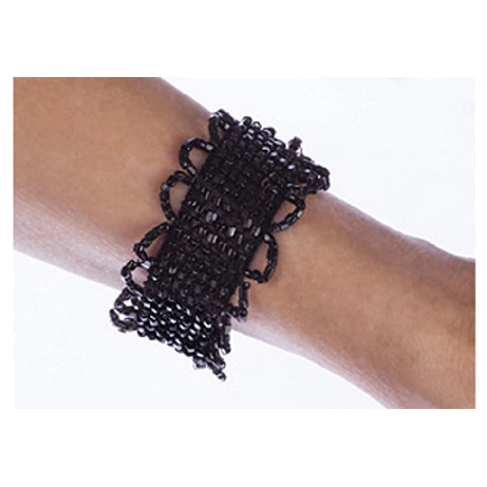 Victorian Jet Bead Bracelet: Title:Victorian Jet Bead BraceletDescription:Amazing handmade Victorian jet seed bead bracelet. Circa, 1890’s to 1900’s. Bracelet measures 7” long and 1 ½” wide. Closes with