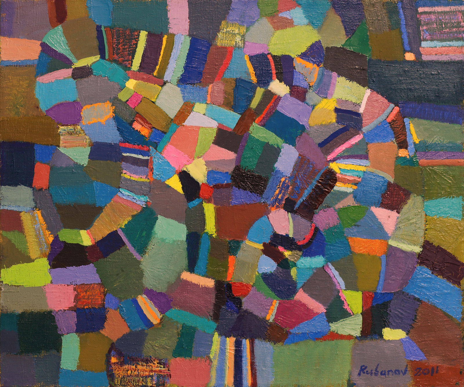 Oil painting Chameleon in the Labyrinth of Colors Alexey Rubanov: Title: Oil painting Chameleon in the Labyrinth of Colors Alexey Rubanov Description: 9RUBAN Painter: Alexey Rubanov Size: 50x60 cm/19.68x23.62 inches Components: oil, canvas Original painting