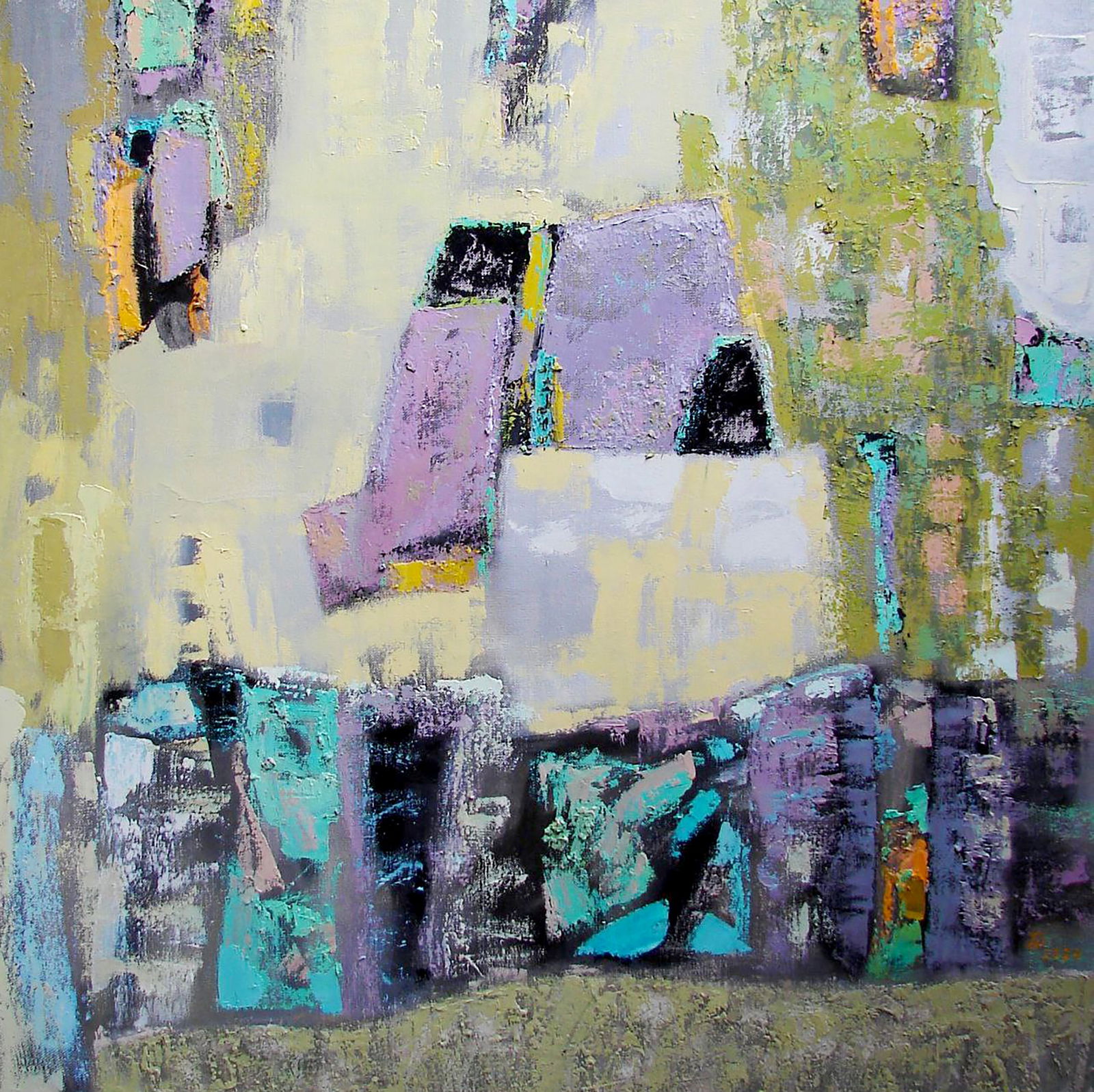 Oil painting Weaving Tatyana Shulyak: Title: Oil painting Weaving Tatyana Shulyak Description: 35SHUL Painter: Tatyana Shulyak Size: 75x75 cm/29.52x29.52 inches Components: oil, canvas Original painting CONDITION: excellent ARTIST: Tatyan