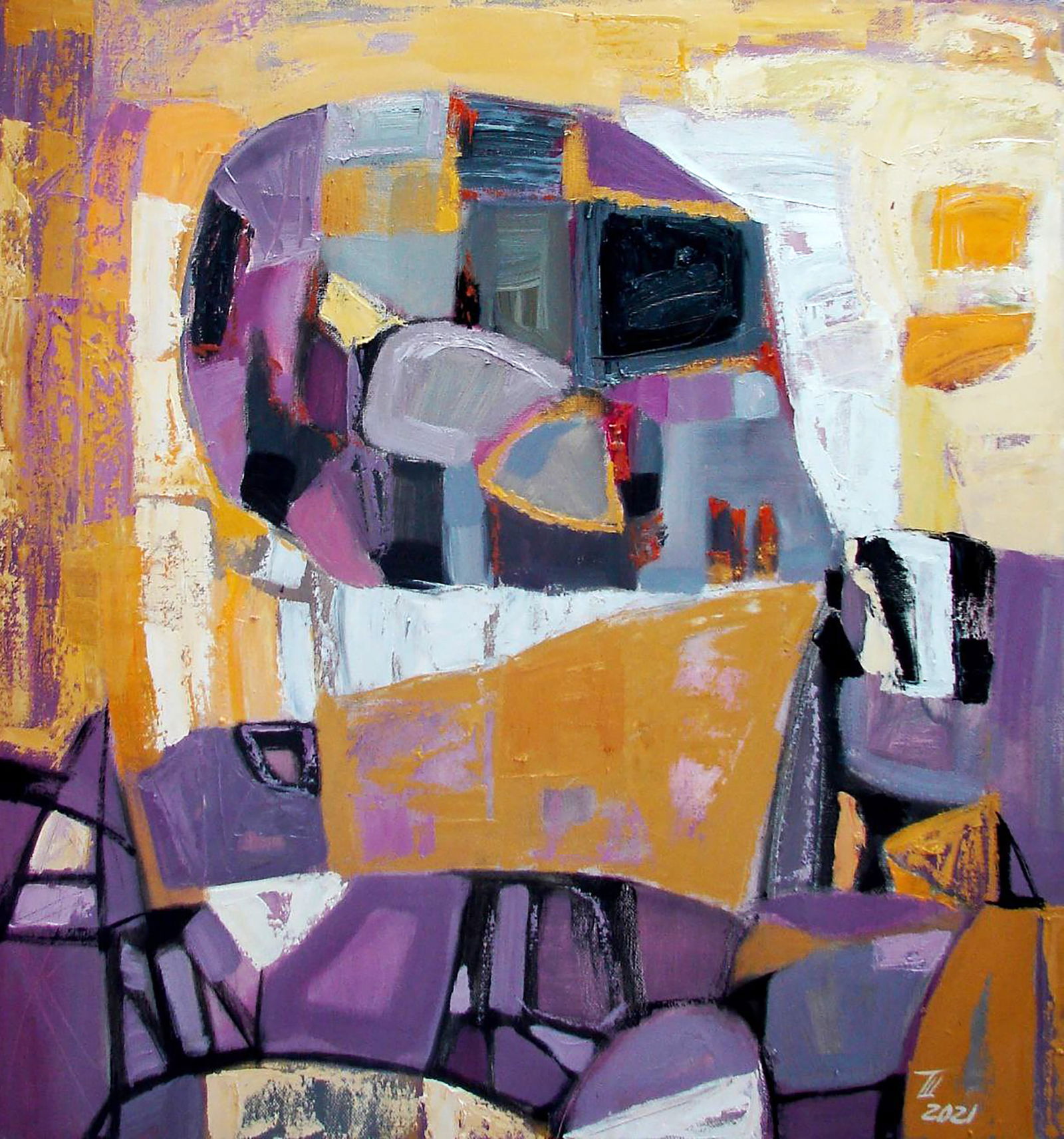Oil painting Lilac geometry Tatyana Shulyak: Title: Oil painting Lilac geometry Tatyana Shulyak Description: 38SHUL Painter: Tatyana Shulyak Size: 70x65 cm/27.55x25.59 inches Components: oil, canvas Original painting CONDITION: excellent ARTIST: