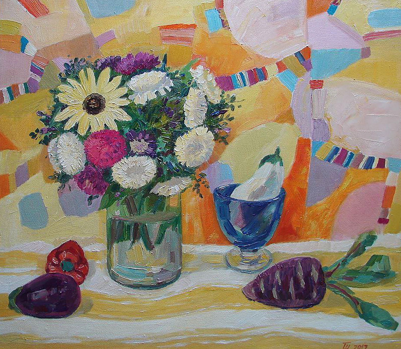 Oil painting Sunny still life Tatyana Shulyak: Title: Oil painting Sunny still life Tatyana Shulyak Description: 40SHUL Painter: Tatyana Shulyak Size: 65x75 cm/25.59x29.52 inches Components: oil, canvas Original painting CONDITION: excellent ARTIS