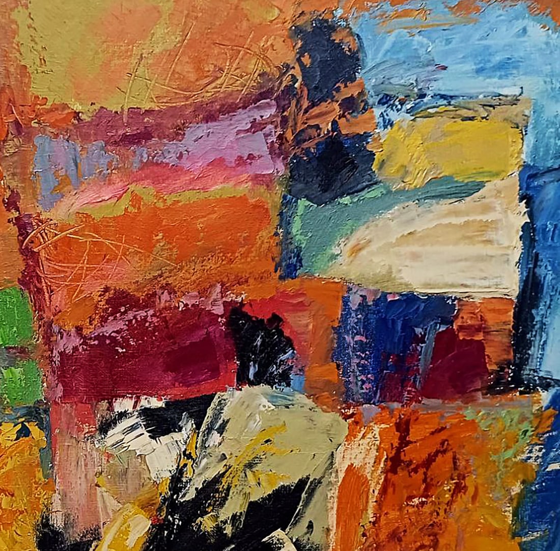 Oil painting Orange-blue composition Tatyana Shulyak - 5