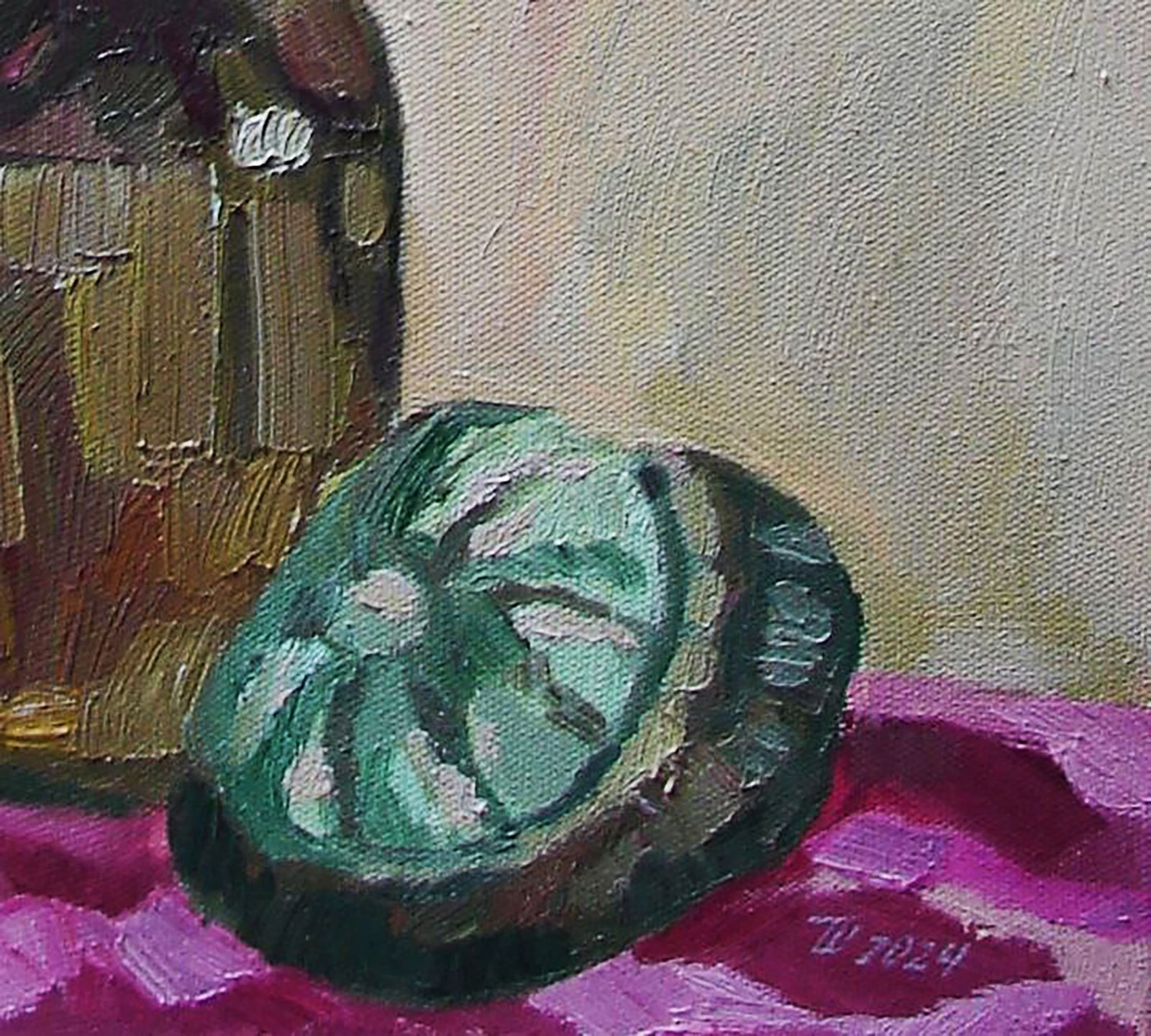 Oil painting Burgundy chrysanthemums Tatyana Shulyak - 2