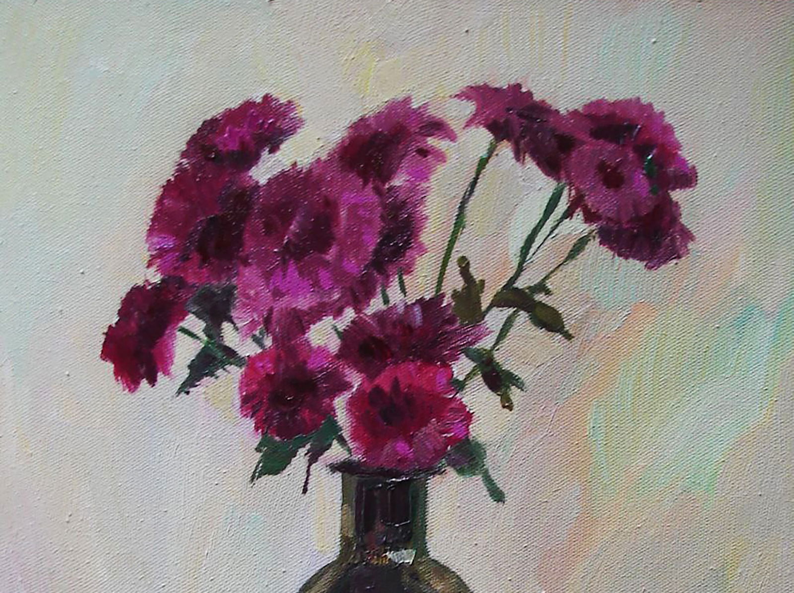 Oil painting Burgundy chrysanthemums Tatyana Shulyak - 5