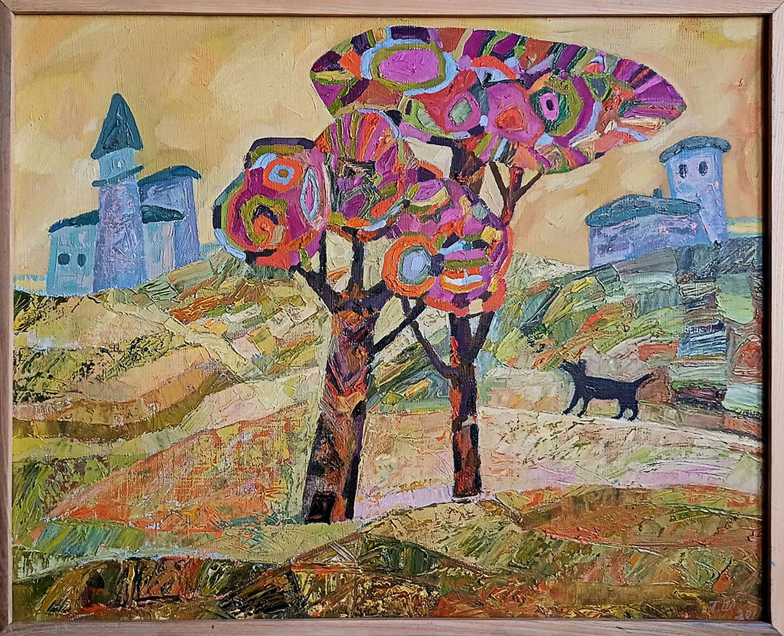 Oil painting Village in the mountains Tatyana Shulyak