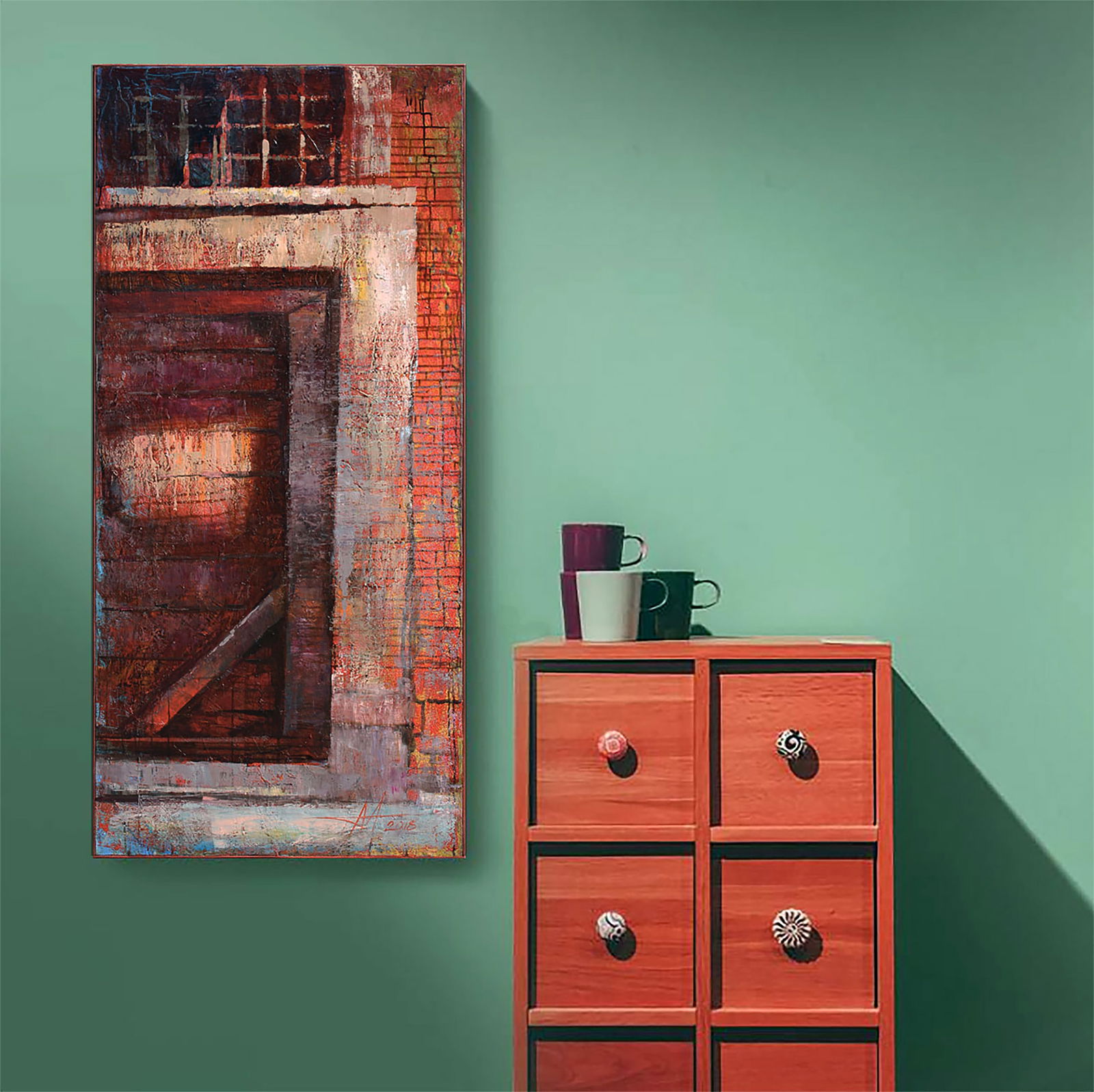 Oil painting Red door Anatoliy Menkiv - 2