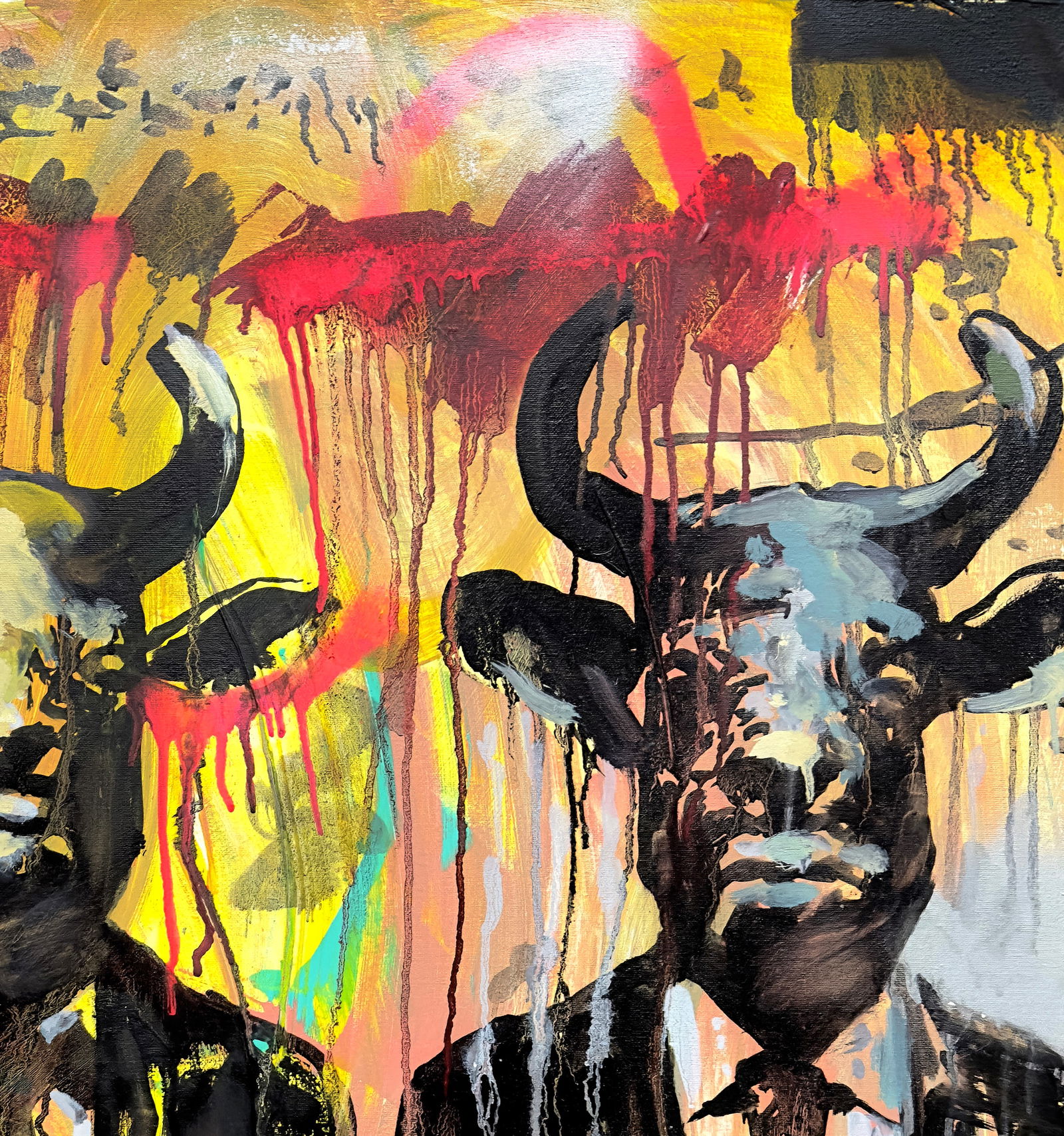 Acrylic painting Three Bulls Anatoliy Menkiv - 3