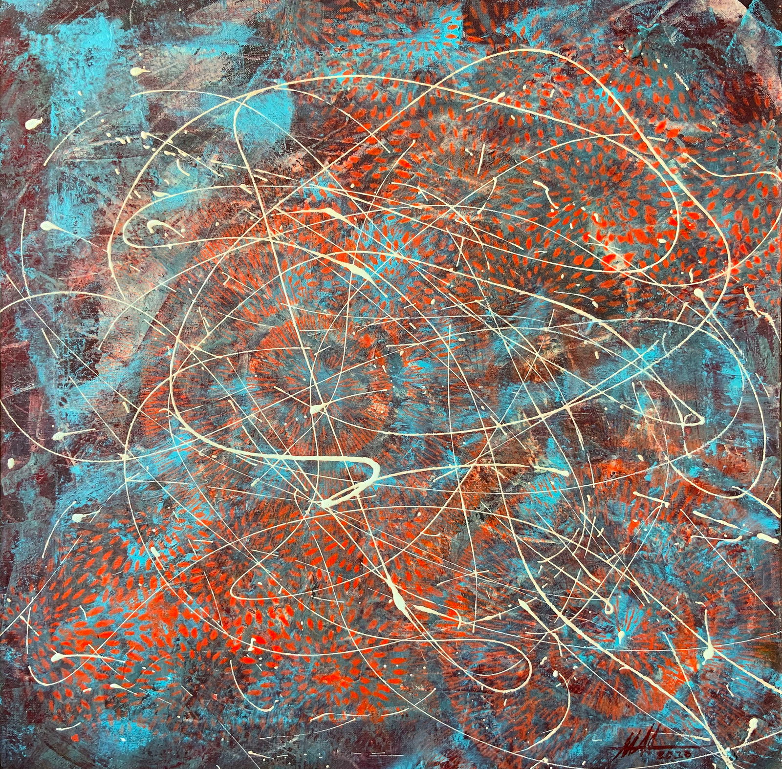 Acrylic painting Lines of fate Anatoliy Menkiv: Title: Acrylic painting Lines of fate Anatoliy Menkiv Description: 86MENK Painter: Anatoliy Menkiv Size: 60x60 cm/23.62x23.62 inches Components: acrylic, canvas Original painting - series The Illusion