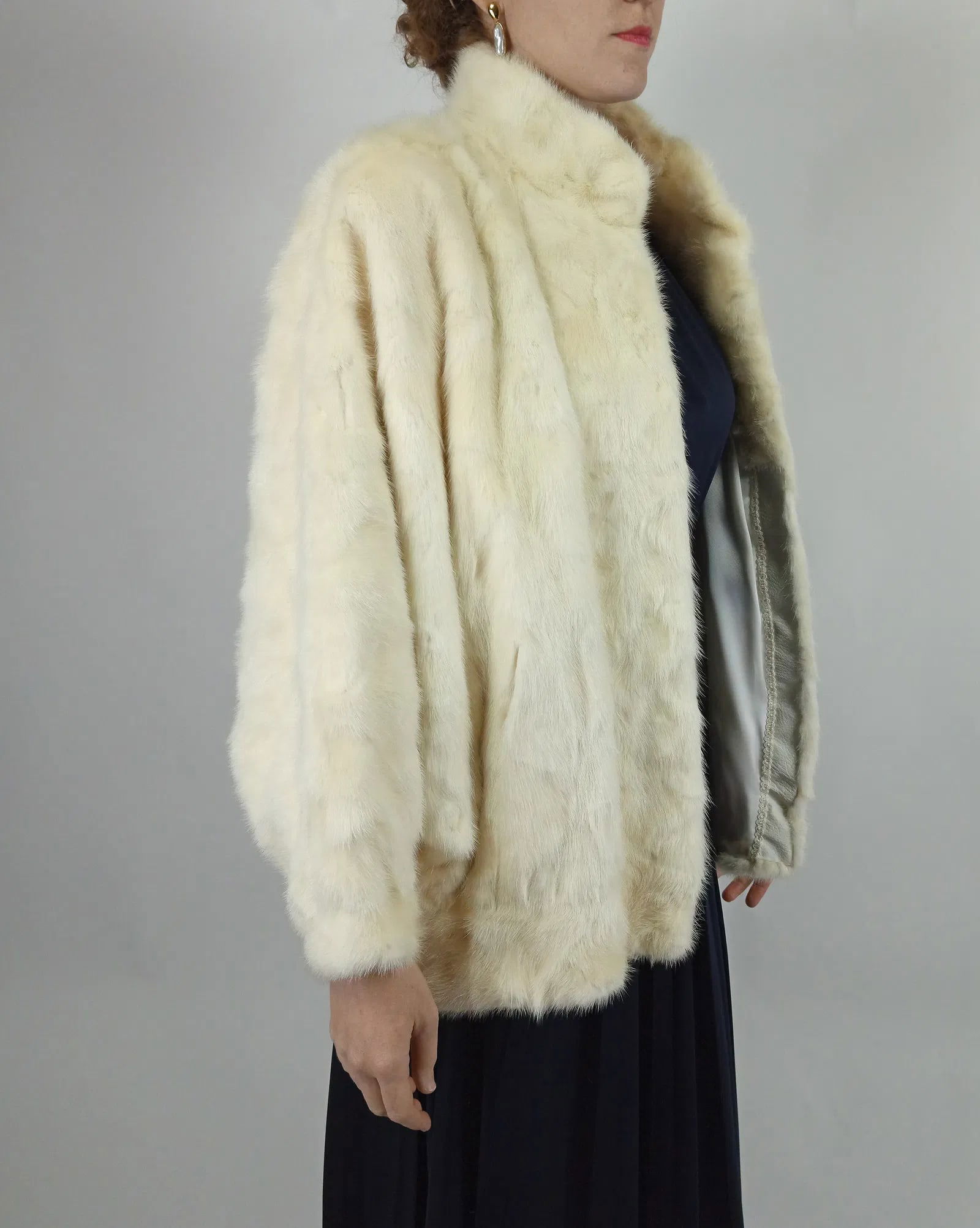 CREAM MINK FUR BOMBER JACKET EU: 3XL ; US: 24 - 3