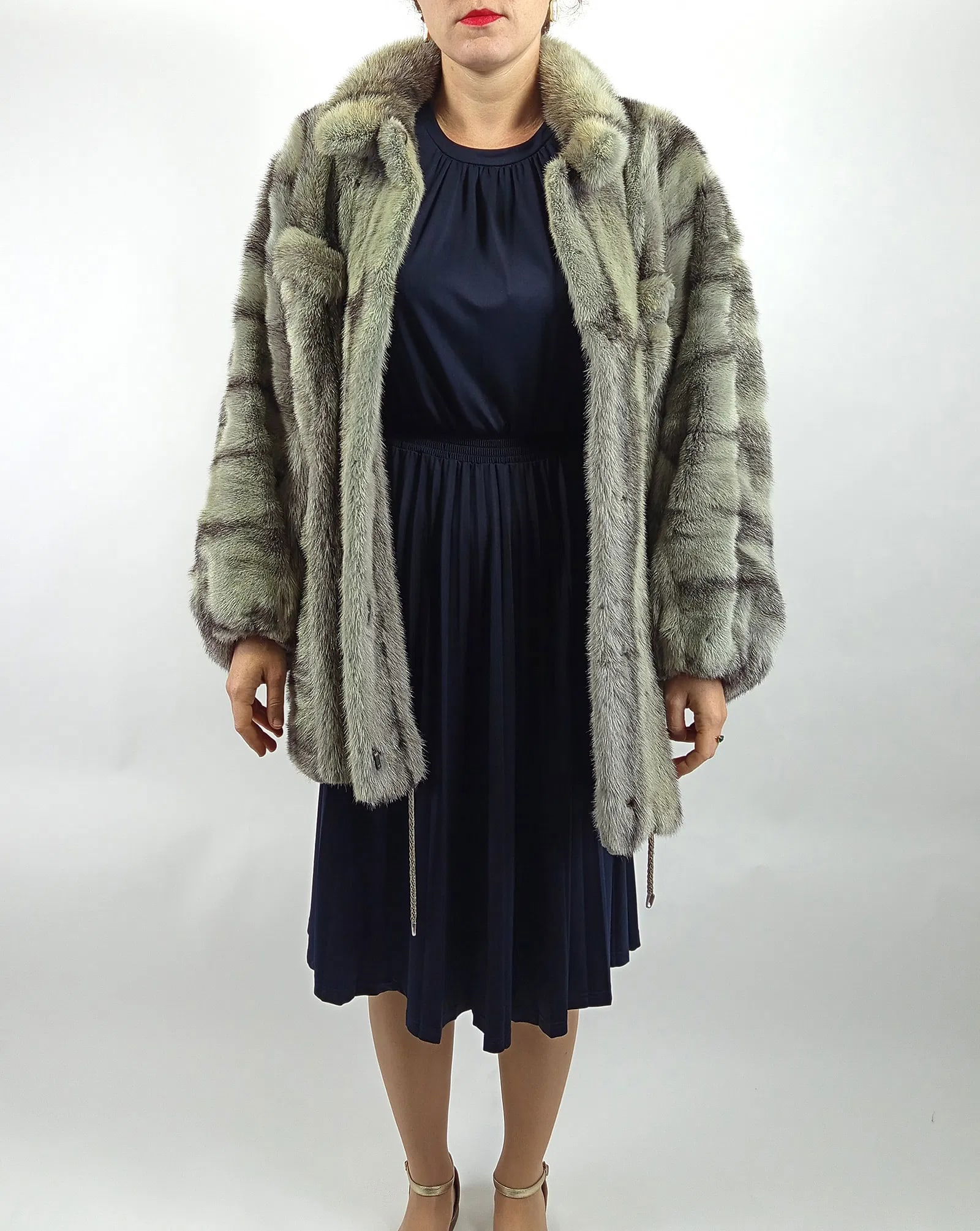 BLACK CROSS MINK FUR COAT EU: 3XL ; US: 28 - 5