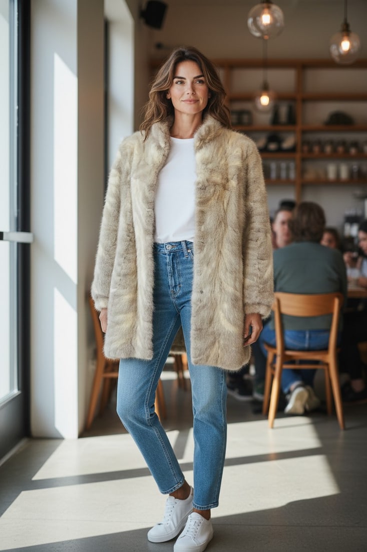 WHITE & PLATINUM MINK FUR JACKET EU: XL ; US: 20 - 2