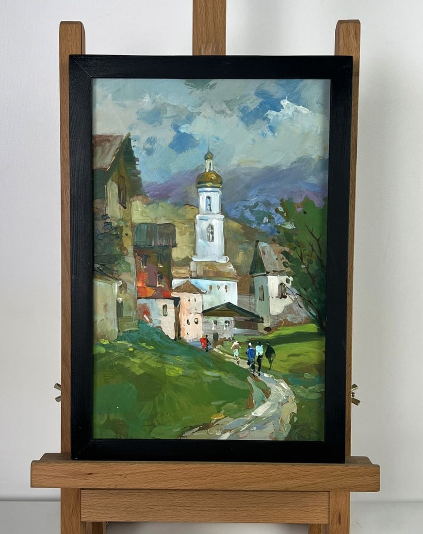 Oil painting A visit to a village church Yuriy Suprunchuk (1 of 11)