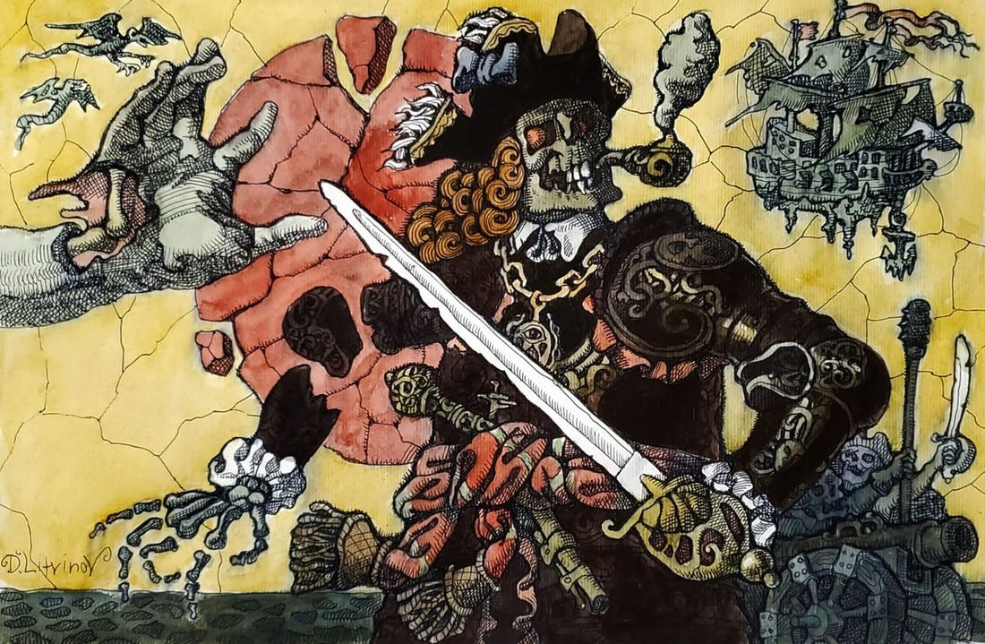 Ink painting Under black sail Daniil Litvinov: Title: Ink painting Under black sail Daniil Litvinov Description: No. Litv 1242*** ABOUT THIS PAINTING *** * TITLE: "Under black sail" * ARTISTS: Daniil Litvinov * SIZE: 40x29 cm/'15.74x11.41 inches'