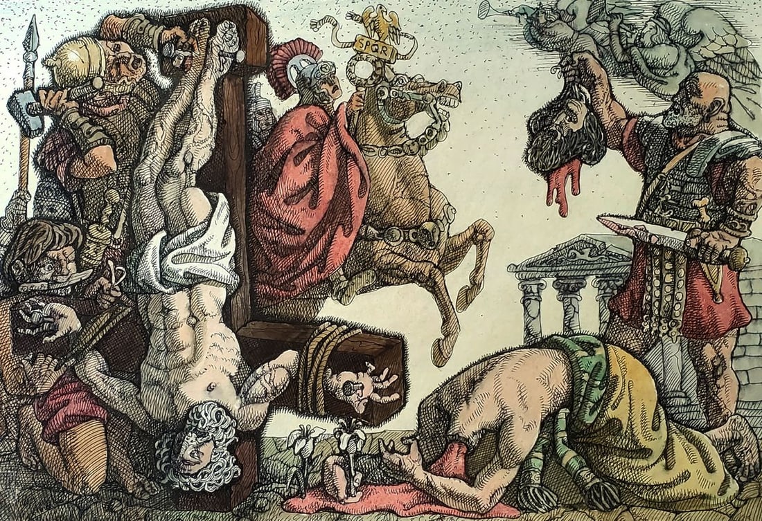 Ink painting The execution of the apostles Daniil Litvinov: Title: Ink painting The execution of the apostles Daniil Litvinov Description: No. Litv 1243*** ABOUT THIS PAINTING *** * TITLE: "The execution of the apostles" * ARTISTS: Daniil Litvinov * SIZE: