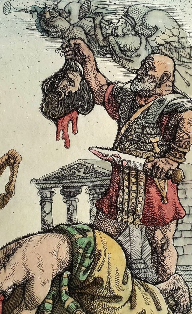 Ink painting The execution of the apostles Daniil Litvinov - 4