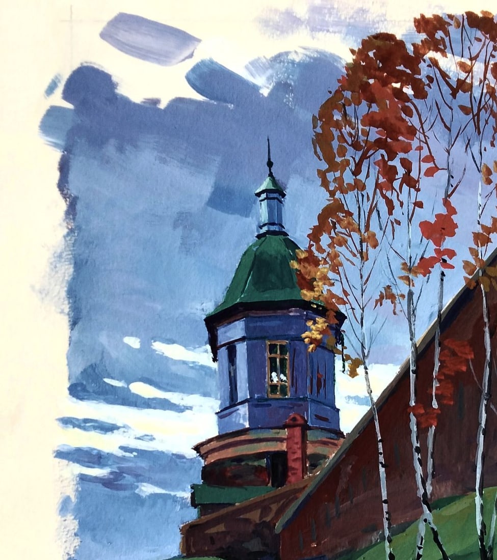 Gouache painting Silent observer of the earth Vitaly Duhnevich - 2