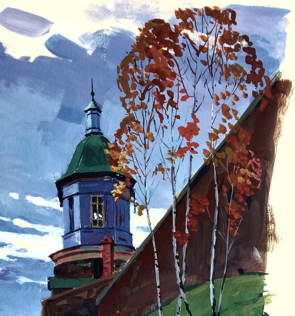 Gouache painting Silent observer of the earth Vitaly Duhnevich - 3