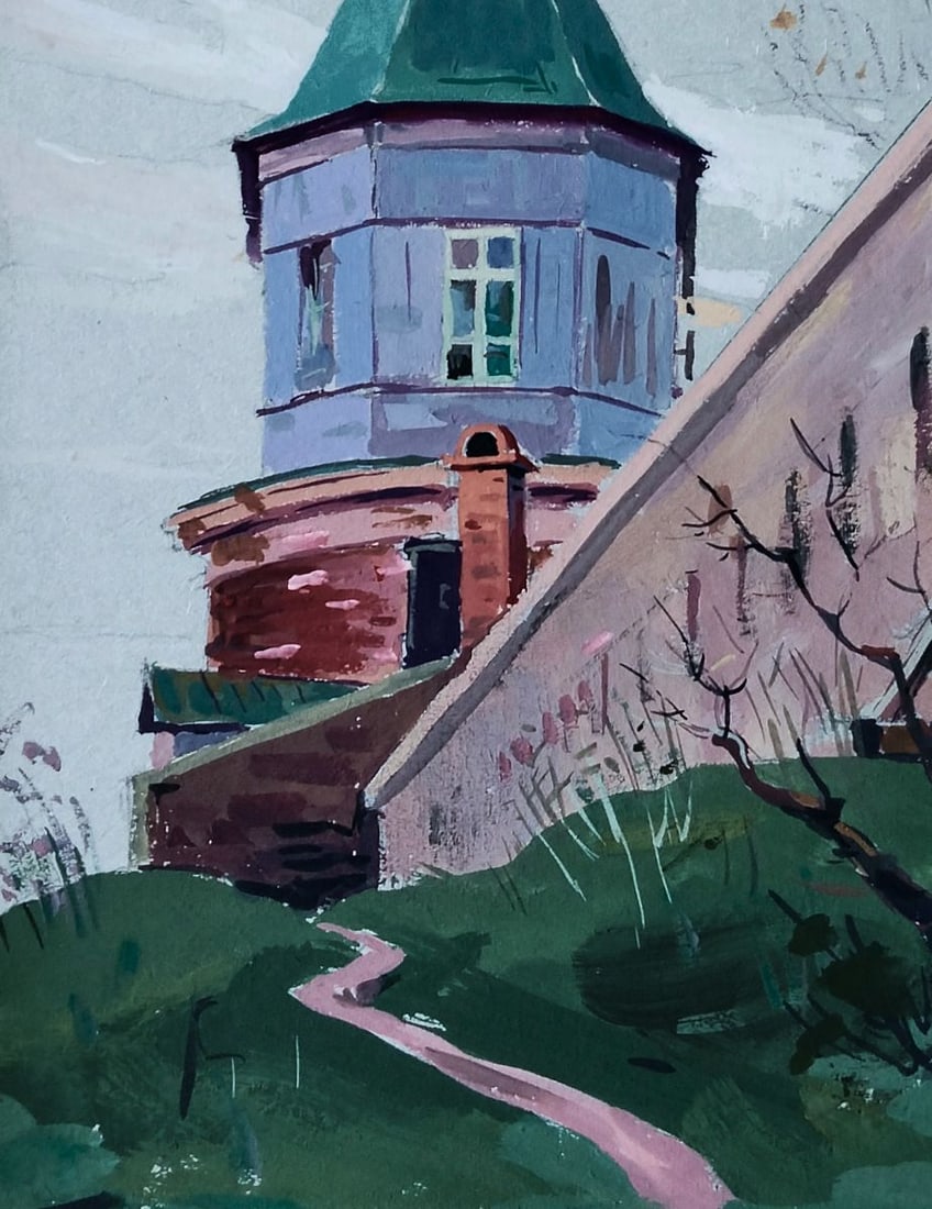 Gouache painting Chapel of the monastery Vitaly Duhnevich - 4